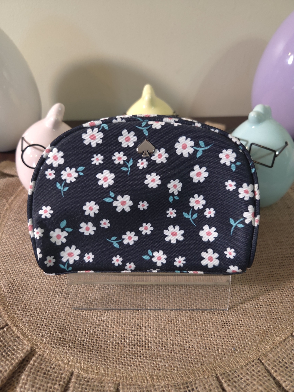 NWOT Kate Spade Navy Nylon  Floral Cosmetic Pouch